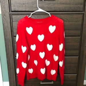 Red Heart Pattern Sweater